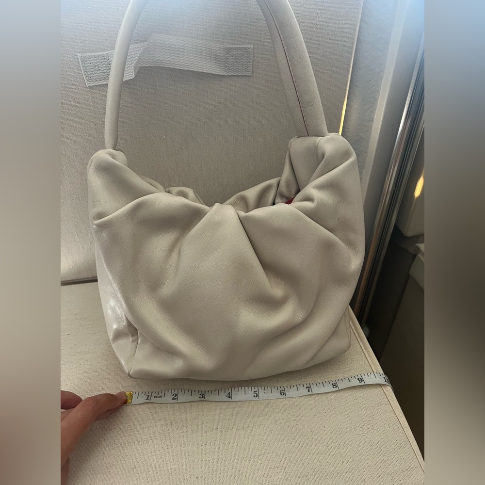 STAUD Cream Mini Bag with Ruched Details (Felix bag)